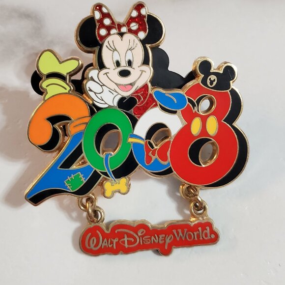 Minnie Mouse ''2008'' Dangle Disney Pin - Picture 1 of 6